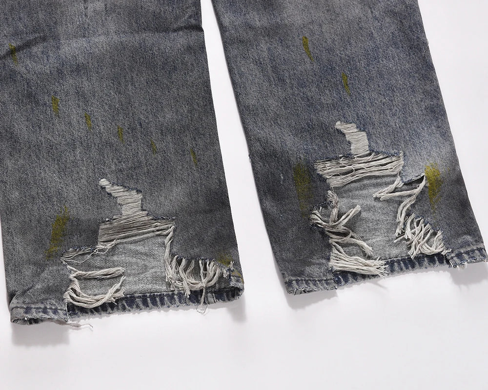 frayed hole distreesed big hole baggy jeans for men and women pantalones hombre streetwear y2k casual denim trousers oversized unique jeans style 5907