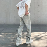 american gothic letter mens baggy jeans y2k retro harajuku straight denim trousers hip hop fashion printed jean man pants vintage washed jeans