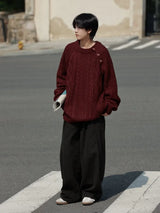 varsity flame knitwear, statement sweater, cozy knitwear for men, oversized grunge aesthetic winter top