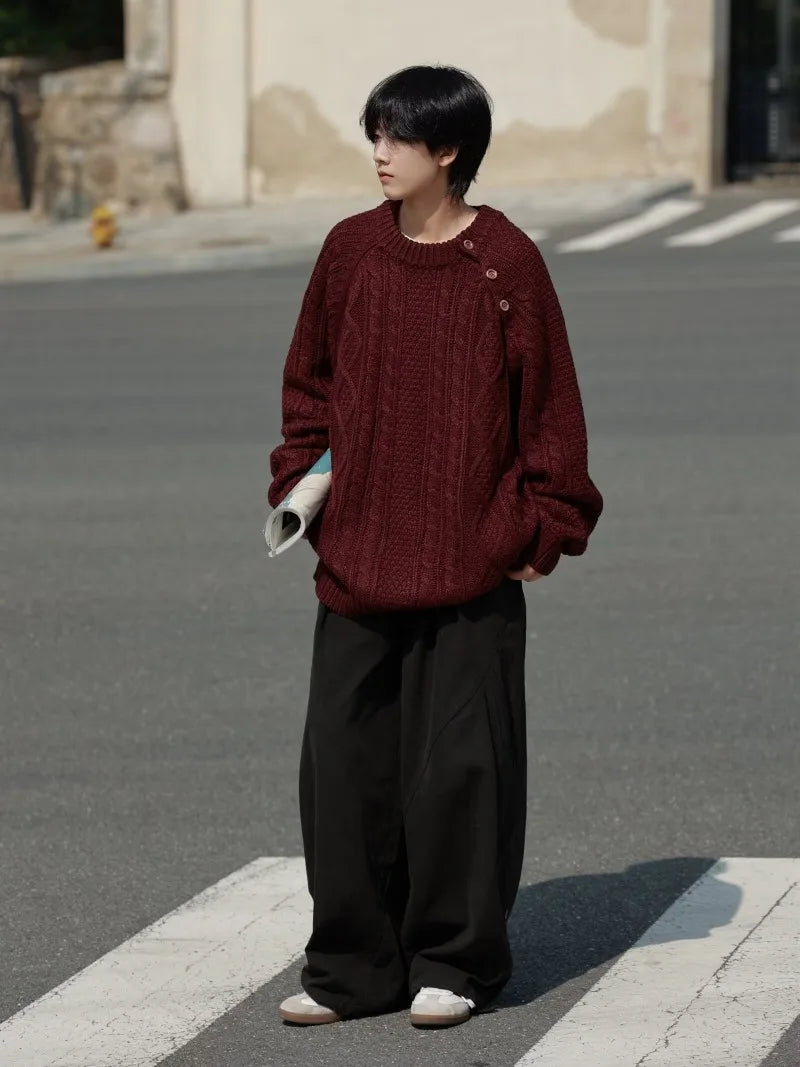 varsity flame knitwear, statement sweater, cozy knitwear for men, oversized grunge aesthetic winter top
