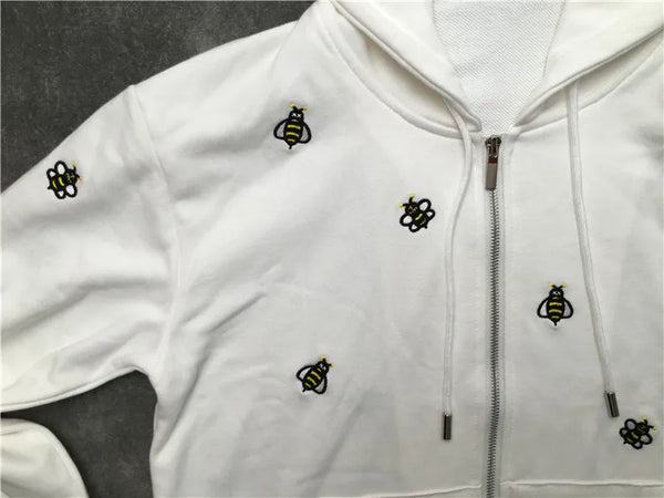 New Luxury Men Novelty Embroidery Bee Hoodies Hoody Hooded Sweatshirts