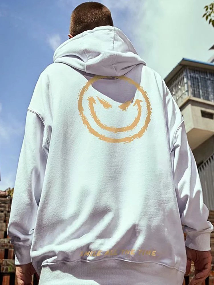 Autumn Smile Print Graphic Hoodies Harajuku Fashion Casual Cool