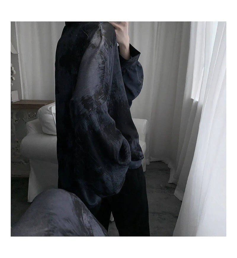 Tie dye loose shirt men long sleeved early autumn Korean version student ins men shirt dark abstinence inch shirt men shirts y2k