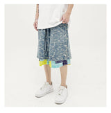 hip hop loose shorts elastic waist pants fashion patchwork half pant mens summer casual drewstring streetwear sportswear jogger unique joggers style 3428