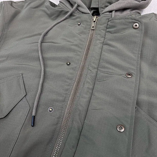 2024AW new cotton dress solid color hooded multi-pocket jacket