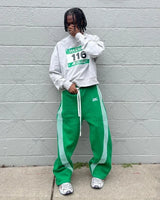 american retro classic striped sweatpants hip hop high street oversized wide leg pants men fashion trend versatile streetwear unique joggers style 2658