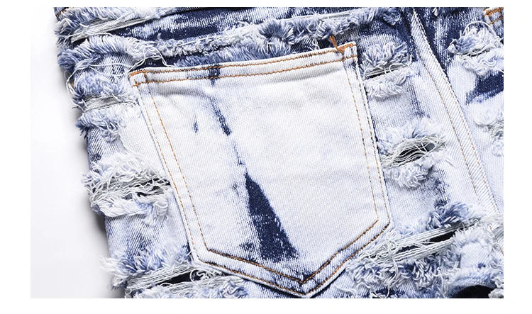 men distressed ripped destroied denim jean pants new fashion patchwork biker jeans streetwear slim pants jogger y2k men s jeans unique joggers style 4023