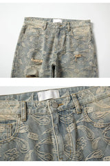 fashion paisy denim jeans mens destoryed holes zipper jeans pants hip hop streetwear new summer casual joggers loose jeans pants unique joggers style 2247