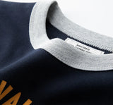 Summer Short Sleeved Men'S Military Retro Cavalry Division Letter Printing Casual Cotton Breathable Color Matching Round Neck