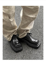 High Street Increase Derby Shoes Men's Streetwear Fashion Thick Sole Platform PU Leather Casual Luxury Designer Shoe