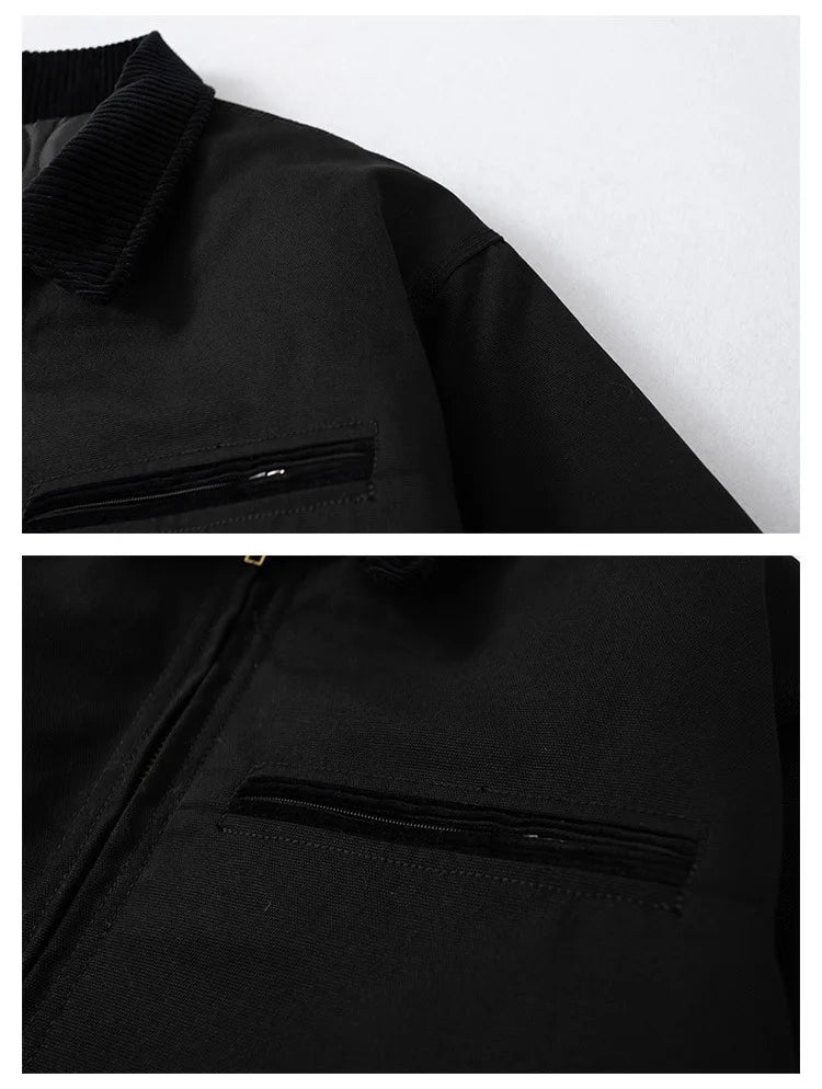 zip-up streetwear coat, 2025 outerwear trend, men's streetwear fashion, oversized urban jacket, high quality cold-weather coa