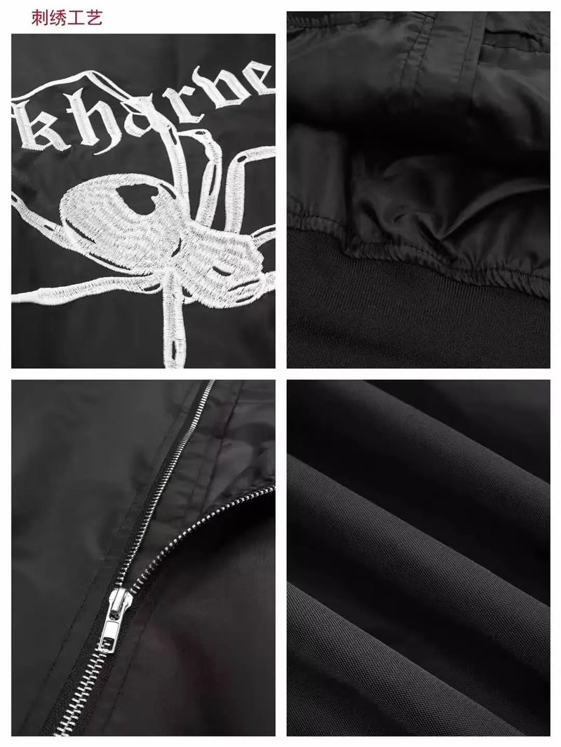 techwear zip bomber, urban fashion, for men, fall streetwear outfit, oversized style, layered fashion, modern aesthetic, graphic detail
