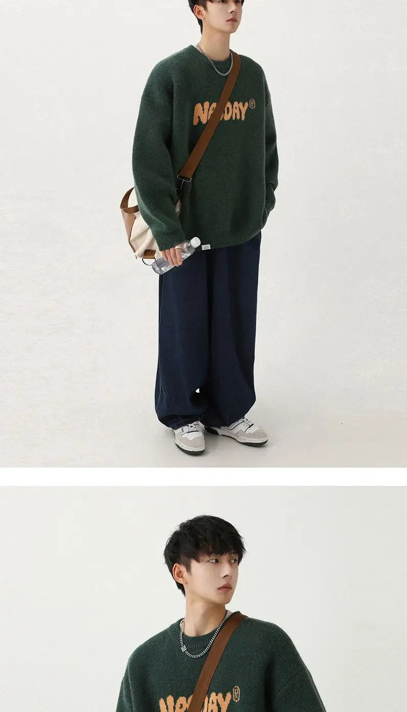 grunge oversized knit streetwear piece for layered look and winter street fits, ideal for men’s fashion and seasonal streetwe