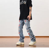 men distressed ripped destroied denim jean pants new fashion patchwork biker jeans streetwear flare pants jogger y2k men s jeans unique joggers style 3285