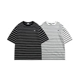 Gothic Vintage print – Summer Striped Short Sleeved New Japanese Casual Cotton Loos
