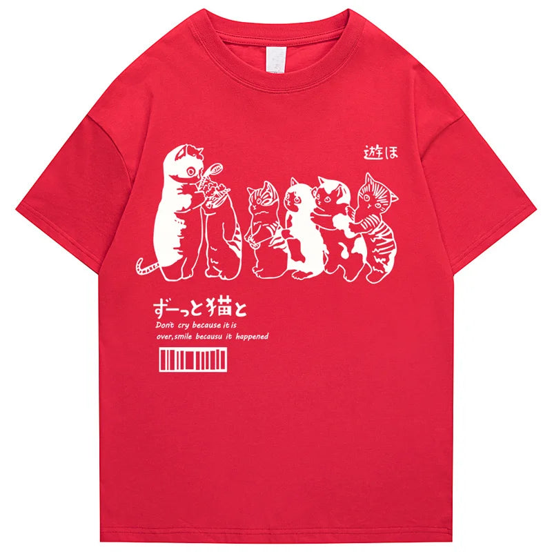 Glitchcore Design – Mens Oversized T Shirt Clothing Hip Hop Cat Shower Street Pr – Edgy Streetwear for All Genders