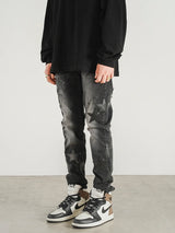star appliques denim jeans skinny trousers slim fit men new casual biker jeans fashion streetwear hip hop trousers pants joggers unique joggers style 3559