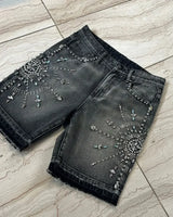 hrajuku gothic cross diamond embroidery sweatpants print shorts and pants men pattern casual hip hop wide leg y2k pants unique joggers style 1926