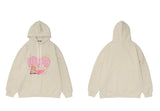Men Hoodie Streetwear Sweatshirt Hip Hop Heart Letter Print Pullover 2