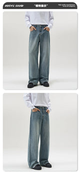 men wide leg straight streetwear fashion loose casual vintage denim baggy jeans pants women y2k jeans trousers unique jeans style 1864