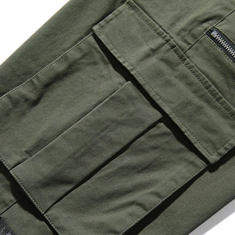 mens side pockets cargo pants elastic waist trousers streetwear hip hop loose fit ankle drawstring military sweatpants joggers unique joggers style 4676