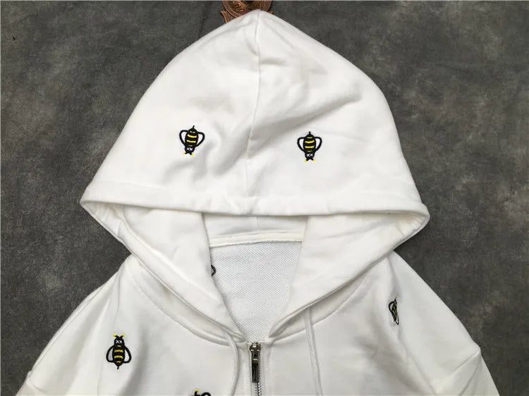 New Luxury Men Novelty Embroidery Bee Hoodies Hoody Hooded Sweatshirts