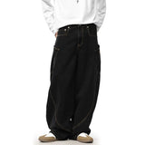 men women streetwear fashion vintage loose casual wide leg denim cargo baggy jeans pants cityboy harem trousers multi-pocket cargos