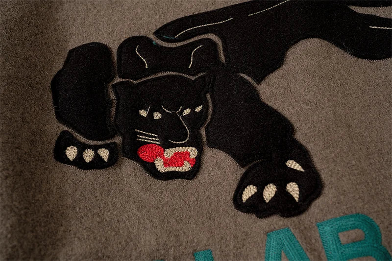 autumn and winter kanye high street yzy heavy industry animal embroidery woolen cloth clip cotton mens womens large jacket na - variant style 6296ae for streetwear fashion
