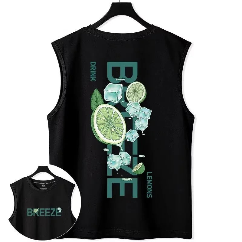 Vaporwave Barcode glitch – New Lemons Print Graphic T Shirt Vintage Loose Tank Top Casual
