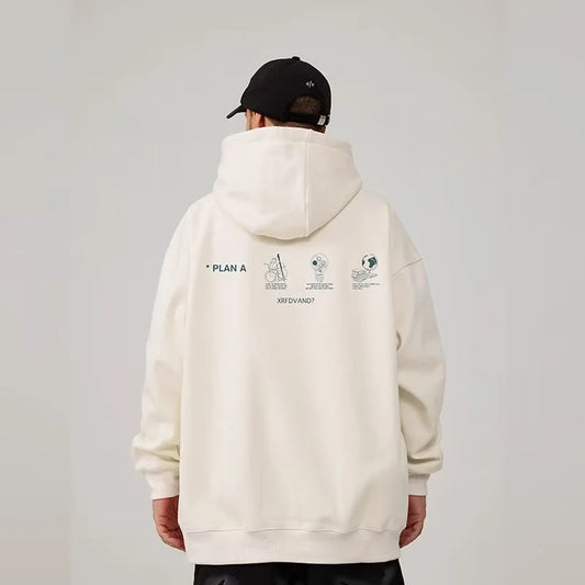New In Vintage Letter Print Hoodies For Men High Street Fashion Hoody
