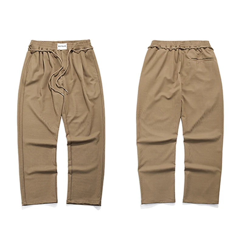 mens pants casual elastic waist drawstring straight trousers streetwear new fashion traf homme pants unique default style 3296