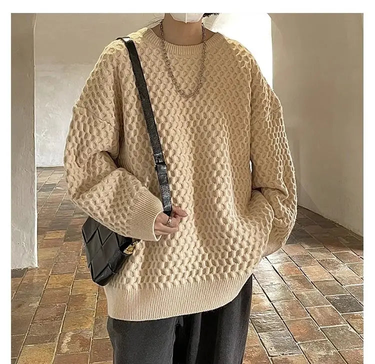 grunge fire sweater, streetwear drip, cozy knitwear for men, oversized grunge aesthetic winter top