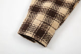Side Split Irregualr Hem Color Match Plaid Long leeve Shirts Men's Autumn Pockets Streetwear Oversized Checkered Top Tees