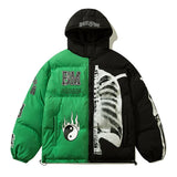 rainbowtouches mens winter parka jacket skeleton print streetwear outwear harajuku padded hooded loose warm coat unisex red f - variant style 6d9c21 for streetwear fashion