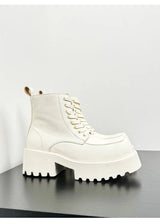 Men's Genuine Leather High Sole Platform Streetwear Fashion Casual Increase Boots Male Punk Gothic Rock Motorcycle Boots Shoes