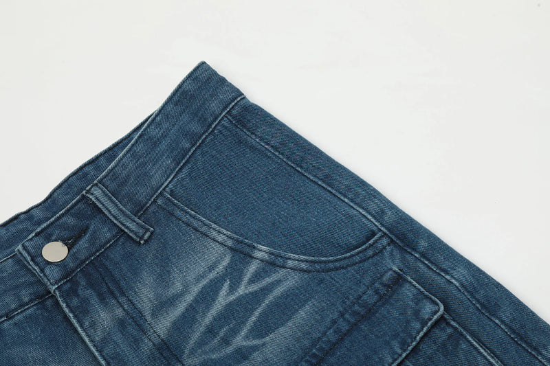 american retro buttons detachable design wide cargo jeans mens womens straight leg pants hip hop washed jeans overall 2023 unique cargo style 917