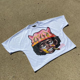 Oversized tee with bubble font cloud print and spark