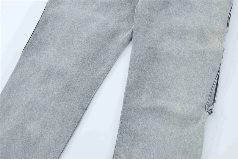 2024 multi pocket jeans vintage mens harajuku cargo denim pants retro hip hop straight loose jean pants unique cargo style 912