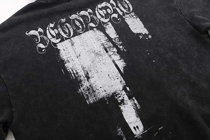 Winter Washed Cotton Hoodies Gothic Letter Print Hooded Vintage Landsc