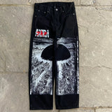 harajuku popular anime kokushibo print baggy jeans new style wide leg trouser y2k streetwear for men women high waist pants unique jeans style 4332