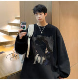 Mens Oversized Love No Watting Letter Graphic Sweatshirts 2025 Korean
