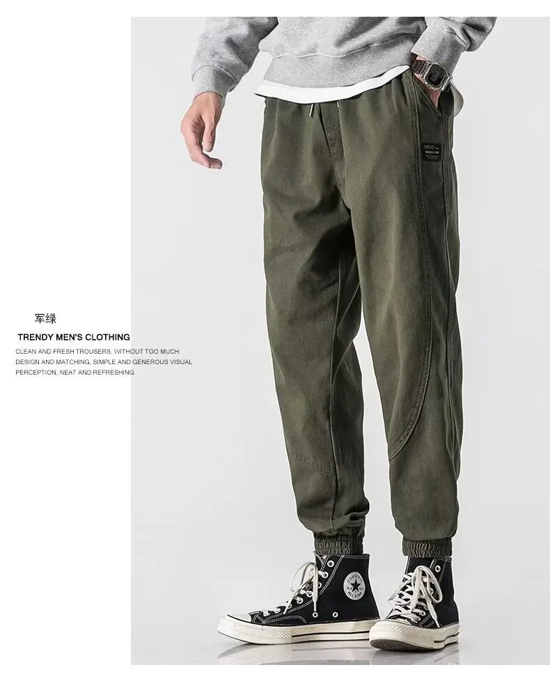 2024 autumn mens khaki cargo pants korean slim fit sports pants harajuku high street sweatpants casual mens clothing new unique joggers style 4379