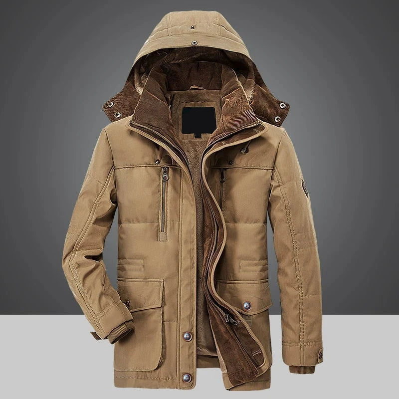 New 2022 Men's Casual Jacket Fashion Winter Parkas Male Fur Trench Thick Overcoat Heated Jackets Cotton Warm Coats Long-sleeved