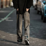 new mens y2k flower printed baggy jeans 2025 streetwear american casual denim wide leg pants hombre vintage straight trousers ripped baggy denim