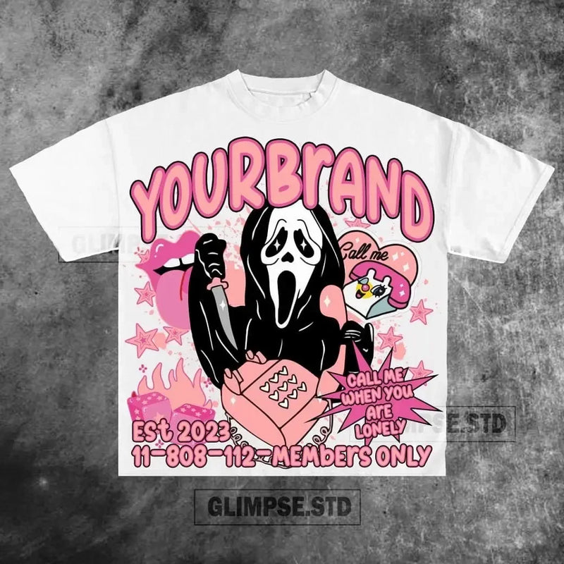 Skater Sticker Tee – Bold Flame Font Graphic Throwback Style