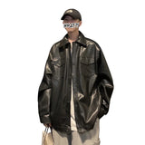 2023 Spring New Light Luxury Fashion Jacket Men's Loose Casual Tooling Leather Jacket Retro Motorcycle Leather Men's Boutique