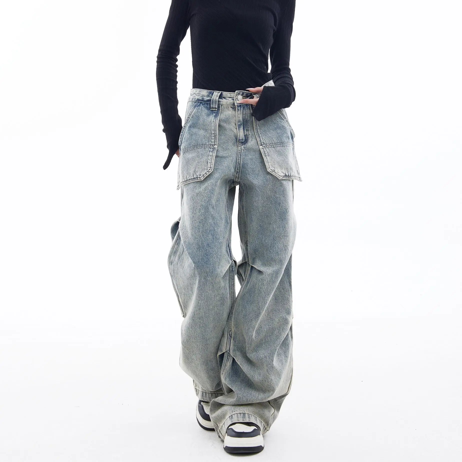 2024 american style new spring and autumn street fashion straight leg mid waist jeans for couples loose retro y2k casual pants denim street jeans