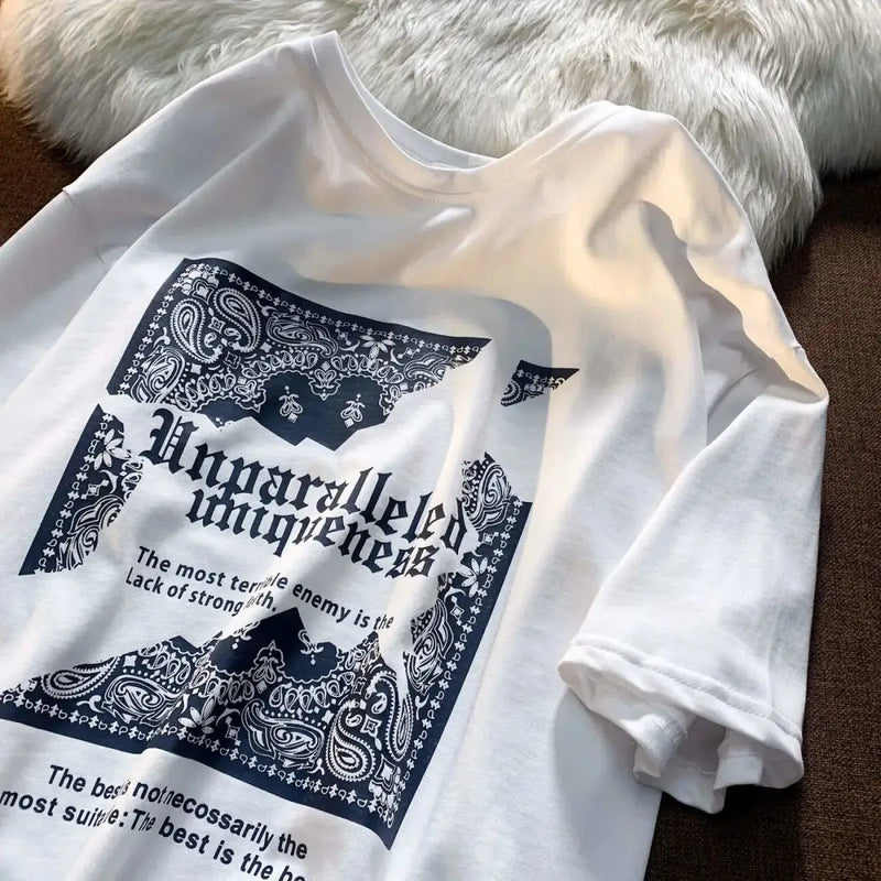 Glitchcore Graphic tee – Hong Kong Style Pure Cotton Short Sleeved T Shirt Mens Summe