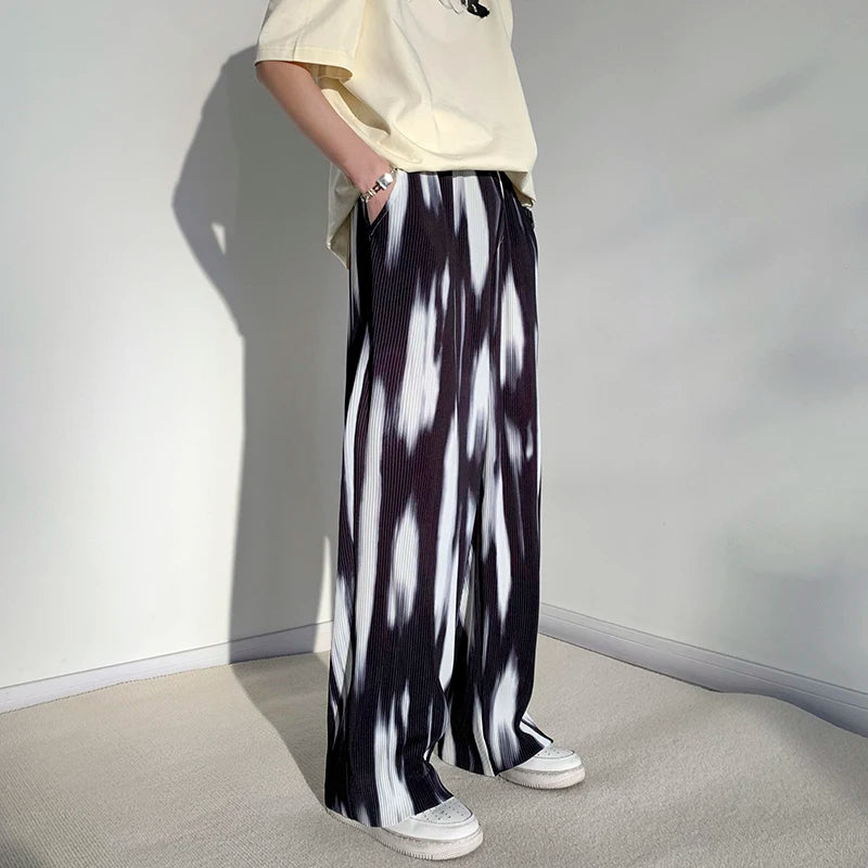 pleated pants mens fashion retro casual pants men japanese streetwear loose hip hop wide leg pants mens ice silk trousers m 3xl urban fashion pants