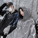 Hip Hop Lightning Hoodie Sweatshirt Men Harajuku Streetwear Hooded Pul
